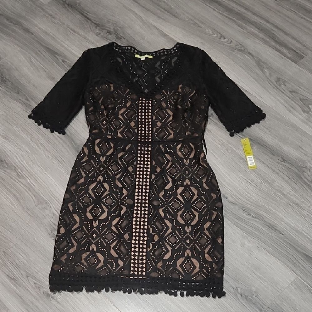 NWT Black Lace Giani Bini Midi Dress